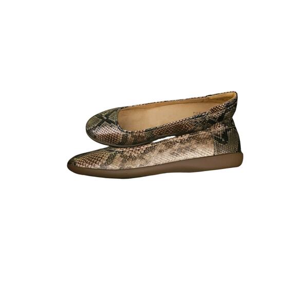 Naturalizer Flexy Ballet Flat snake print sz 9 wide brown metallic shoes new - Picture 4 of 7